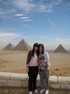 Katie and Courtney at the Pyramids