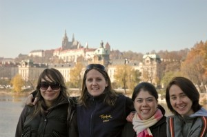 image of youth tour group in Europe in winter