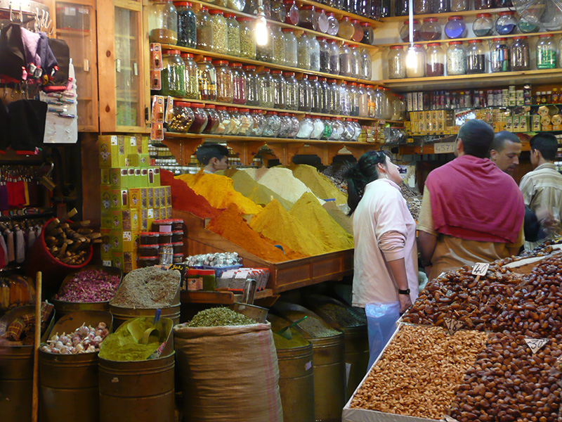 Wares on show in the souks